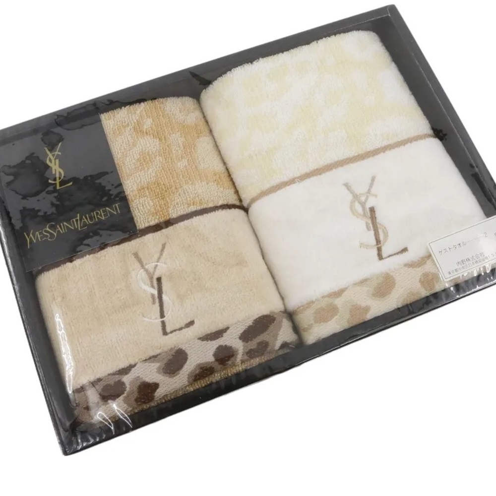 Yves Saint Laurent Cream and Tan Hand Towels